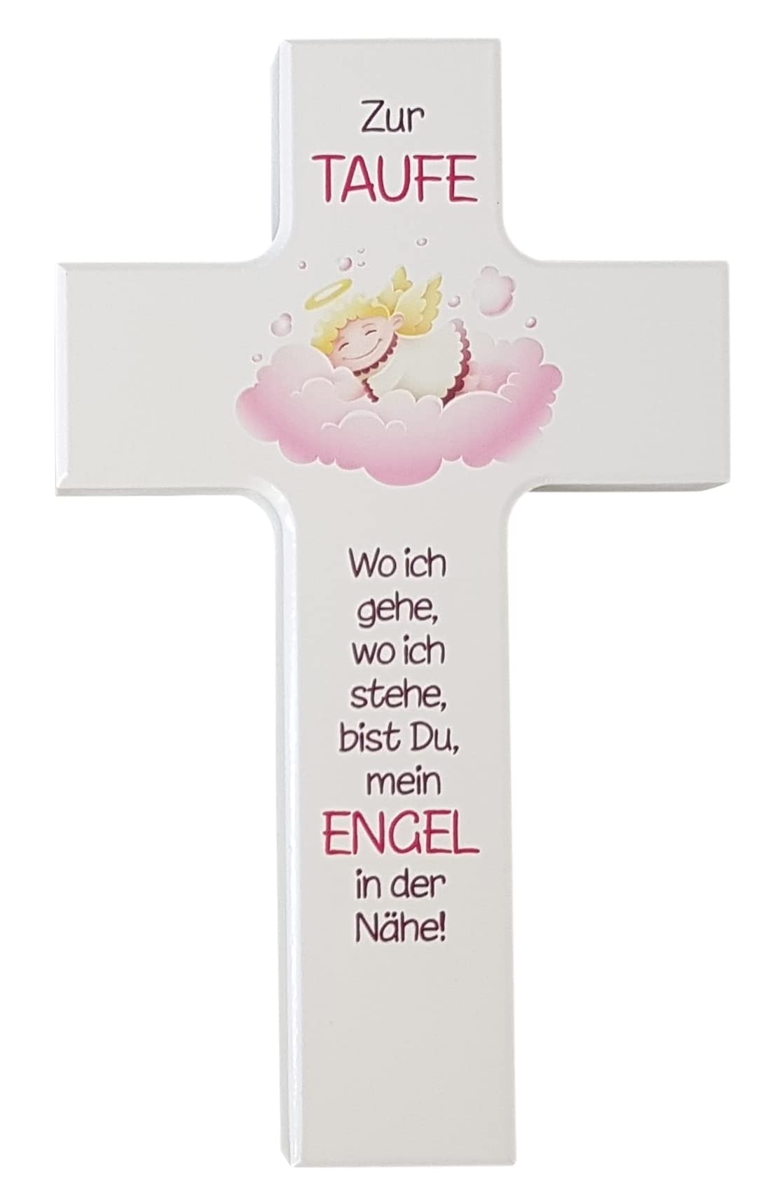 Kinderkreuz mit Schutzengel für Mädels zur Geburt und oder Taufe weiß 15 cm