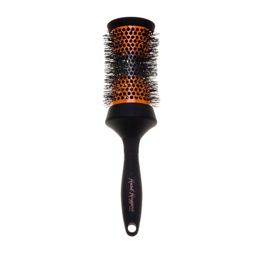 Denman (Large) Thermo Ceramic Hourglass Hot Curl Brush - Hair Curling Brush for Blow-Drying, Straightening, Defined Curls, Volume & Root-Lift - Orange & Black, (DHH1EORG)