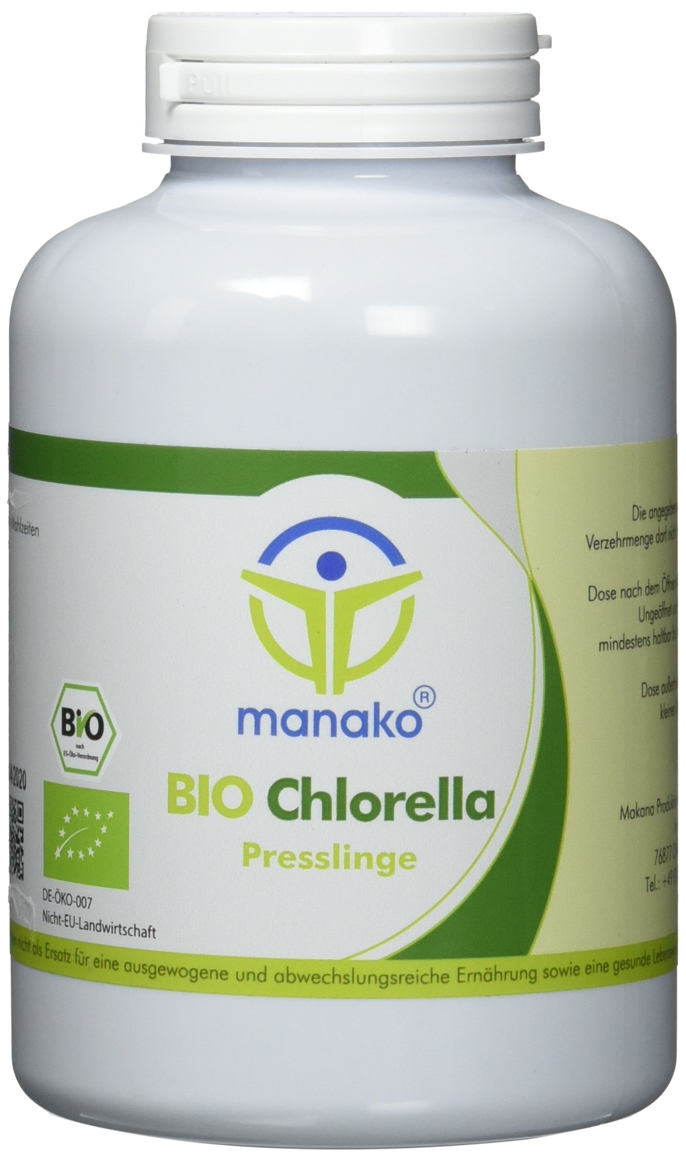 Manako Bio Chlorella Presslinge à 400mg, 1er Pack (1 x 250 g) - Bio