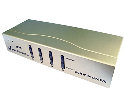 kenable Kompakt 4 Port USB KVM Umschalter Soho Mit Kabel 1 User 4 PCs Mit Audio [4 Port]