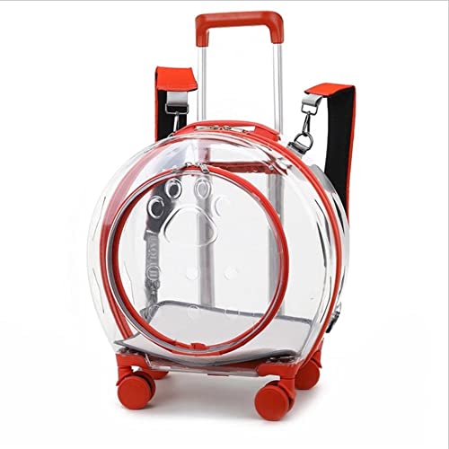 N&P Honhan Transparenter Kapsel Haustier Reisetasche Rucksack für Welpen Hunde Katzen Tragetasche mit Trolley Rad, einfach zu tragen für Auto Reisen