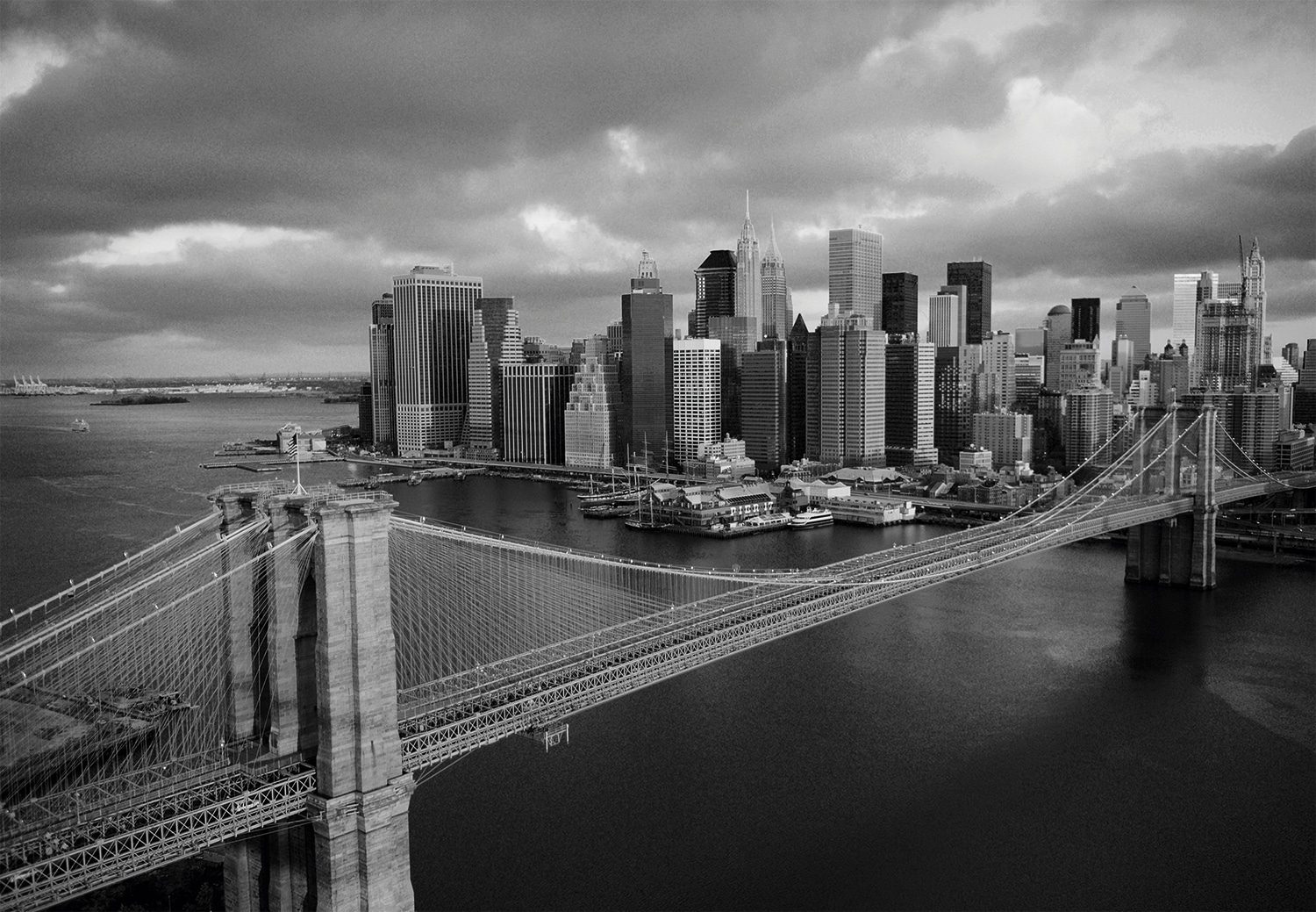 Papermoon Fototapete "Brooklyn Bridge black/white"