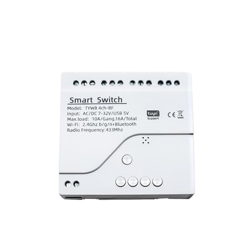 SABTOFNIV Smart Switch mit Shell 1/2/4 CH WiFi Relais rolltor Schalter DC5V 12V 24V 32V Motor Vorhang Schalter TIPP Selbst-Locking (Size : 4 Channels)