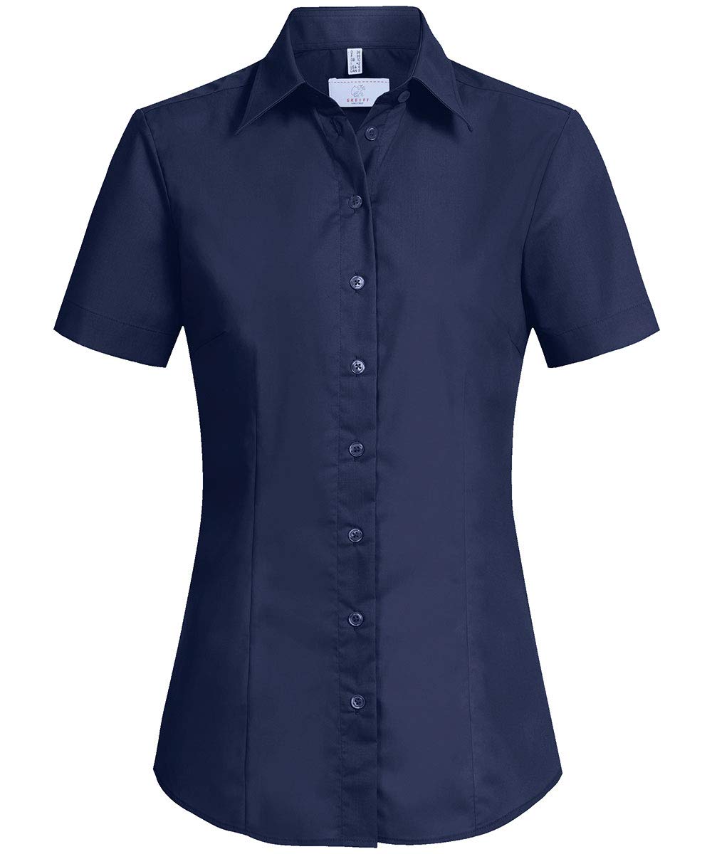 Greiff Größe 38 Corporate Wear Basic Damen Bluse Halbarm Regular Fit Marine Blau Modell 6519