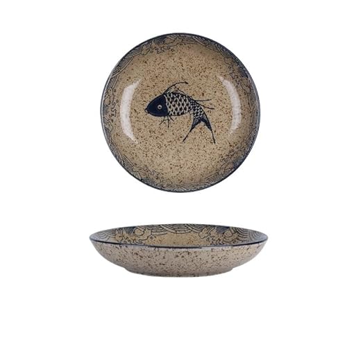 Neues unterglasurfarbenes Keramikgeschirr-Set – Fischteller, Reisschüssel, Nudelschüssel, Geschmacksteller-Set (Size : 8 inch deep dish)