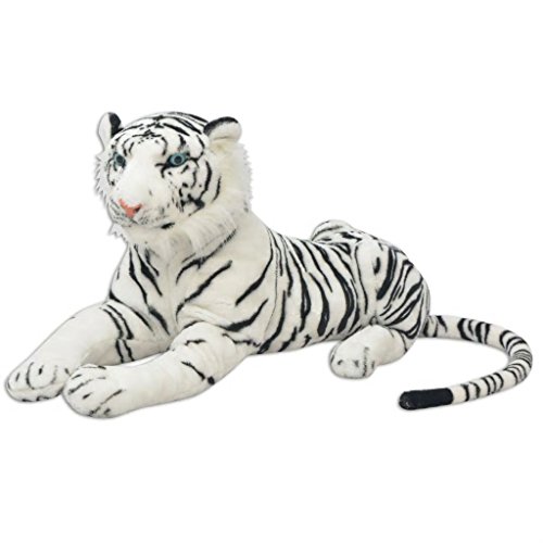 yorten XXL Plüschtiger Tiger-Form Plüschtier Stofftier Plüsch Kuscheltier Spielzeug als Geschenk für Kinder 146 x 40 cm (L x H) Weiß