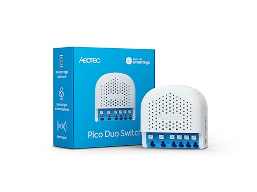 Aeotec Pico Duo Switch, Zigbee 3.0, Smartes UP Doppelrelais zum Schalten, 2x8A, Strommessung, Szenensteuerung, Repeater, Hub erforderl., Works with SmartThings, Homey, Alexa, HA, Designed in Germany