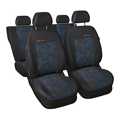 GSC Sitzbezüge Autositzbezug Komplettset 5-Sitze, Universal Blau,Elegance, kompatibel mit Nissan X-Trail 5-Sitze