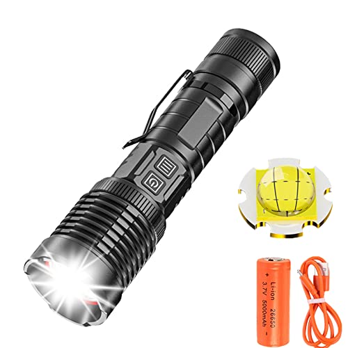Ultrahelle LED XHP99 Taschenlampe, 30000 Lumen Taktische wiederaufladbare XHP99 Taschenlampe Handheld Taschenlampe mit 5 Modi Wasserdichte Zoomable Taschenlampe zum Wandern Jagd Angeln Reisen
