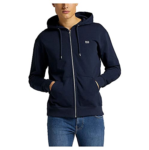 Lee Mens Basic Zip Through Hoodie Hooded Sweatshirt, Navy, XL