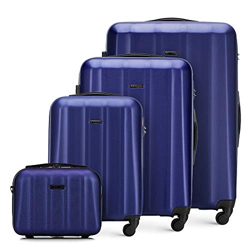 Stabiler Reisekoffer Koffer-Set 4tlg. Trolley von Wittchen Material polycarbonat 4 Lenkrollen Zahlenschloss Blau