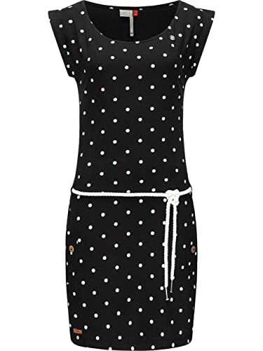 Ragwear Damen Kleid Baumwollkleid Sommerkleid Jerseykleid Tag Dots Black21 Gr. S