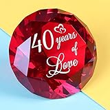 40 Jahre Jubiläum Hochzeit Geschenke für Frauen Happy 40th Rubinhochzeit Romantische Geschenke für Frau 40 Jahre Liebe Geschenke für Paare Rot K9 Kristall Diamant Dekoration