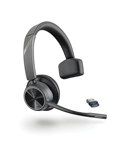 Plantronics Poly – schnurloses Voyager 4310 UC-Headset (Plantronics) – Ein-Ohr-Headset – USB-A-Bluetooth-Adapter – kompatibel mit Teams, Zoom und mehr, Schwarz
