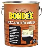 Bondex Holzlasur für Außen Farblos 4 L für 52 m² | Hoher Wetter- und UV-Schutz | Natürliches Abwittern - kein Abplatzen | seidenmatt | Holzschutzlasur | Holzlasur