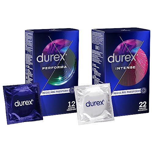 Durex Ausprobier-Set mit Performa Kondome 12 Stück & Intense Orgasmic Kondome 22 Stück