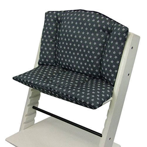 BAMBINIWELT Ersatzbezug Bezug Sitzkissen Kissen-Set Sitzverkleinerer kompatibel mit STOKKE Tripp Trapp für Hochstuhl-Kinderstuhl STERNE (dunkelgrau Sterne)