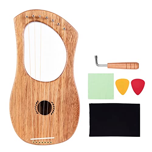PECY 7-saitige Holz-Lyra-Harfe Metallsaiten Birke Massivholz Saiteninstrument Harfe Instrumente (Farbe: 4)