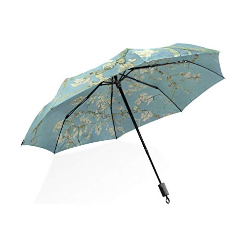 ISAOA Automatischer Reise-Regenschirm, kompakt, faltbar, Regenschirm, Van Gogh Malerei, Winddicht, Ultraleicht, UV-Schutz, Regenschirm für Damen und Herren