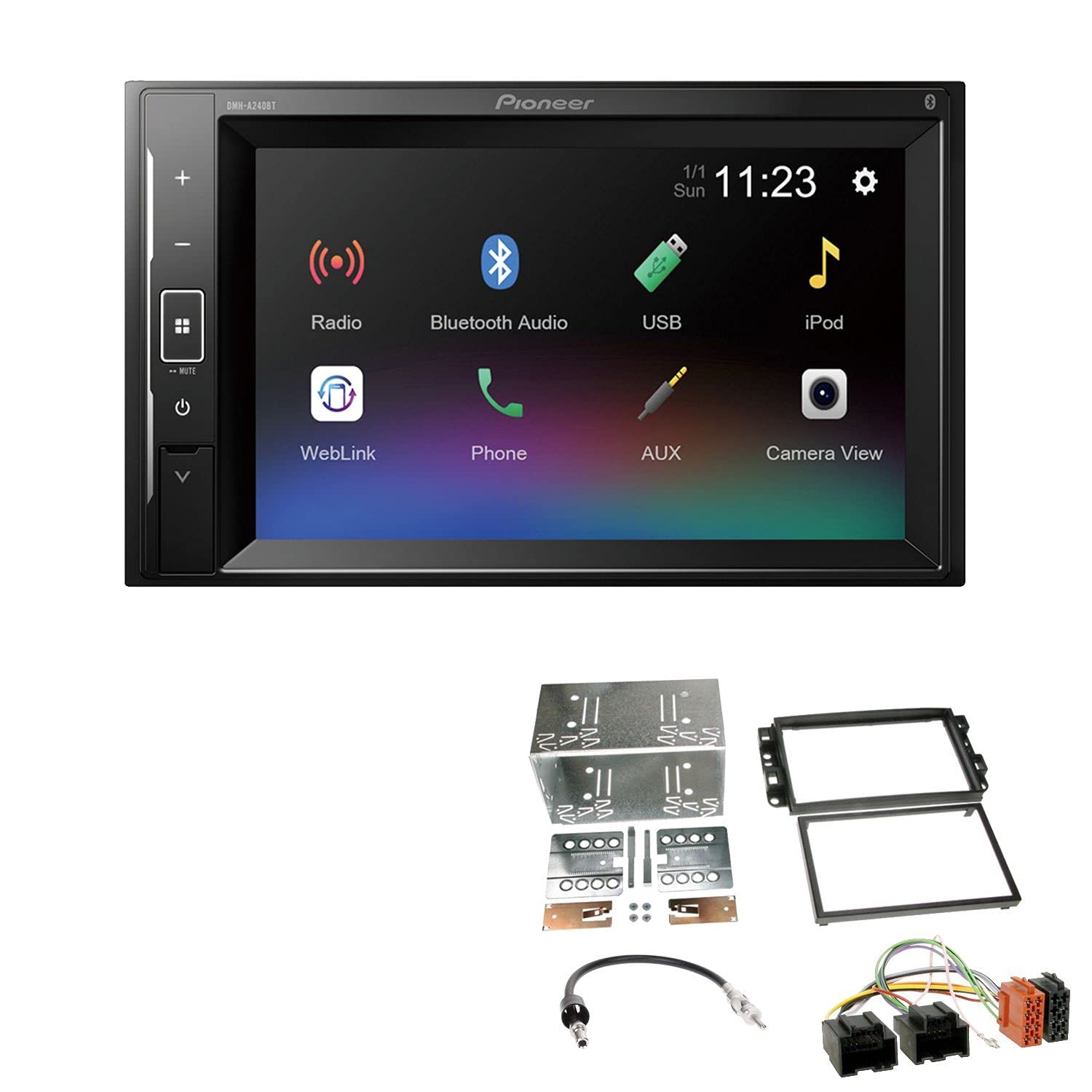 Pioneer DMH-A240BT 2-DIN Autoradio Bluetooth USB passend für Chevrolet Aveo 2006-2011 schwarz