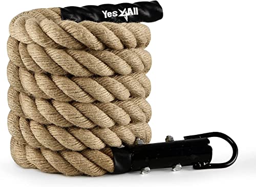 Yes4All NH42 Gym Kletterseil für Fitness & Krafttraining, Crossfit Übungen & Home Workouts (3,8 cm – 4,6 m), Hellbraun, 457cm