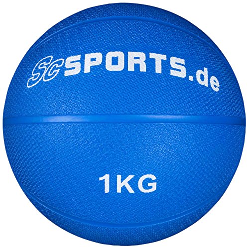 ScSPORTS Medizin-/Gewichtsball, für variables Fitness-Training, aus texturiertem Gummi für optimalen Grip, Gewicht: 1 kg