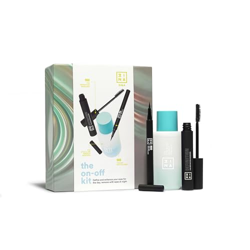 3ina Makeup - The On-Off Kit Essentials in einem Kit - The 24H Pen Eyeliner 900 + The Definition Mascara + The Eyes & Lips Makeup Remover - Make-Up Set - Vegan - Cruelty Free