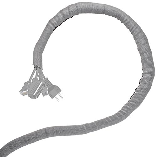 Minadax® 5 Meter, 38mm Ø Selbstschließender Profi Kabelschlauch Kabelkanal in grau für flexibles Kabelmanagement