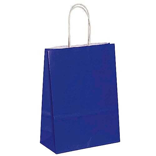 Tragetasche Uni dunkelblau 24 x 18 cm Papiertasche Kraftpapier mit Twistkordel-Griff Geschenktüten Präsenttaschen