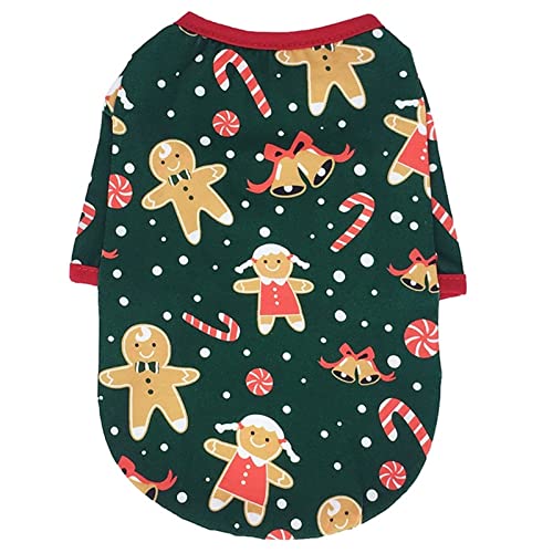 Kostüme for Hunde Weihnachten Hundekleidung weiche Baumwolle Haustierkleidung for Welpen Weste T-Shirt atmungsaktive Katze Welpen-Outfit (Color : Green, Size : L)