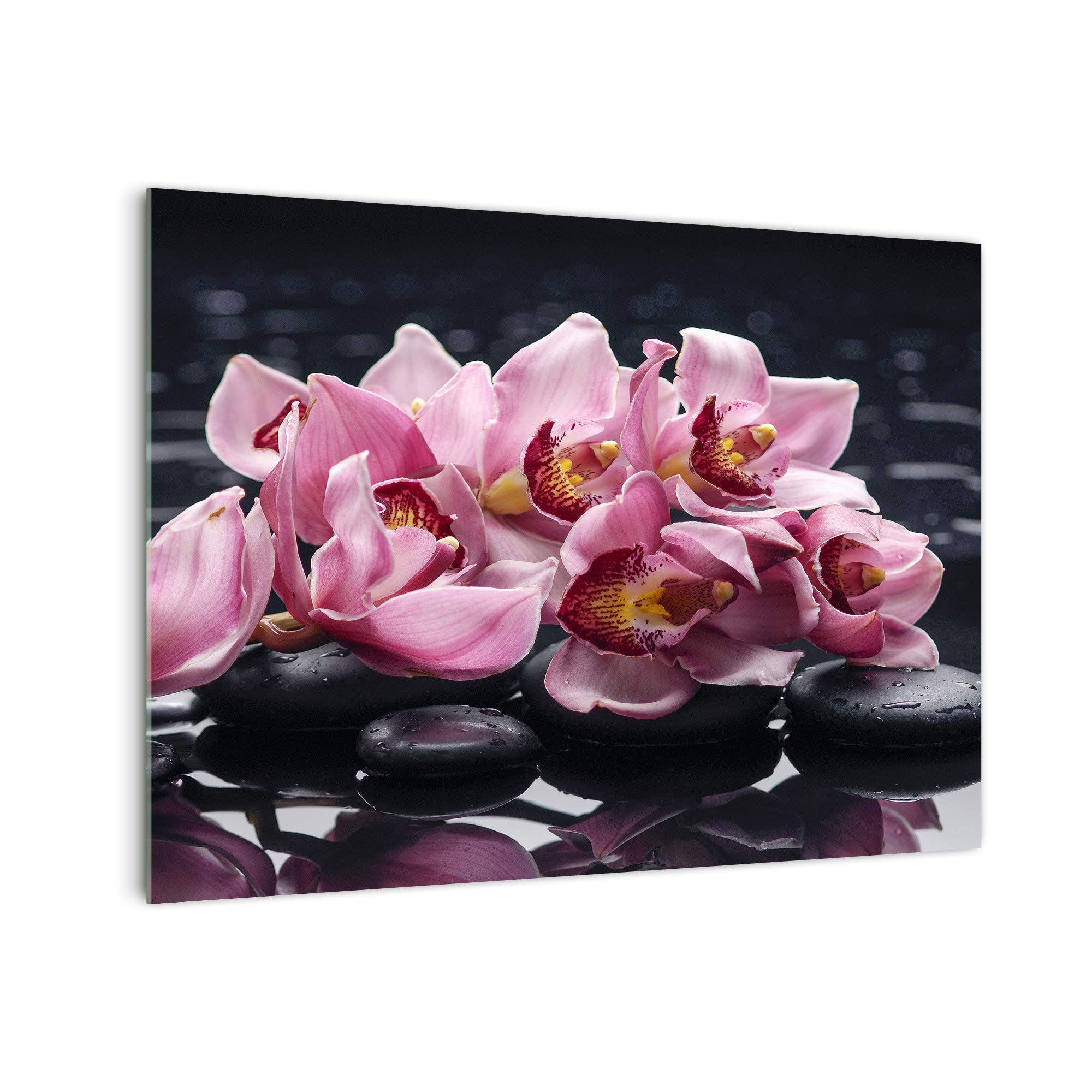 DekoGlas Küchenrückwand 'Blüten auf Stein' in div. Größen, Glas-Rückwand, Wandpaneele, Spritzschutz & Fliesenspiegel