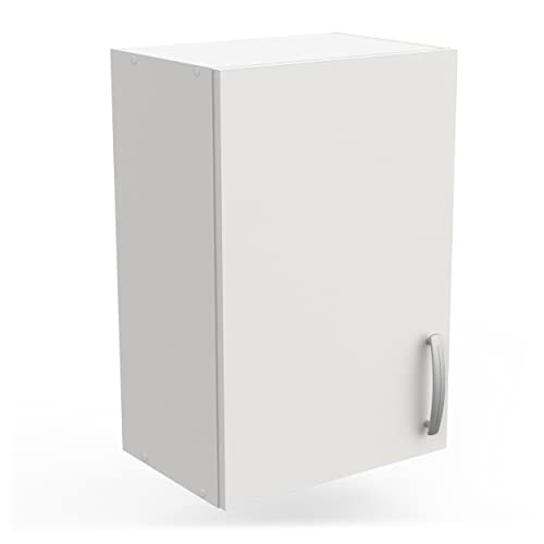 habeig Wandschrank 60cm Badezimmerschrank Küchenschrank mit höhenverstellbarer Regalebene Badschrank mit Tür 40 x 28 x 60 cm (BxTxH) weiß