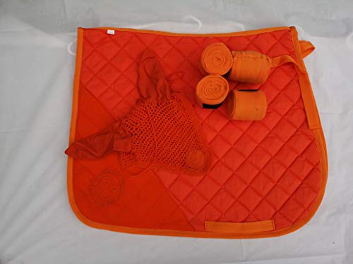 equipride Sattel Pad Set mit passenden Fly Schleier & Verbände orange