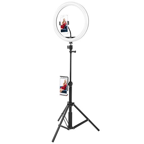 Ringlicht, 12-Zoll-LED-Universal-Ringfülllicht mit Telefonclip und Stativ - 10-stufige Helligkeit einstellbar, für Make-up-Videostudio, YouTube, Vlogging, Live-Übertragung