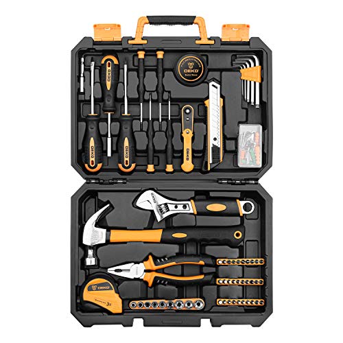 DEKO 100-teiliges Reparatur Werkzeug-Set für Zuhause, Allgemeiner Haushalt-Werkzeugset mit Kunststoff-Werkzeugkasten