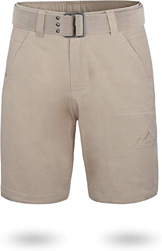 normani Chino Shorts Sommer Bermuda mit Gürtel für Herren aus 100% Bio-Baumwolle - Regular Fit Farbe Khaki Größe L