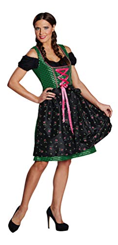 Karneval-Klamotten Dirndl Kostüm Damen schwarz grün pink Größe 38