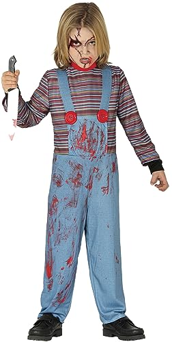 Guirca - Chuckie Kostüm für Kinder 5/6 Jahre, Farbe Hellblau und Rot, von 5 bis 6, 87798