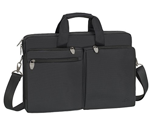 RIVACASE Tasche für Laptops bis 17.3" - Hochwertige Notebooktasche mit zusätzlichen Fächern und angenehmen Tragekomfort - Schwarz