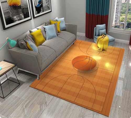REIPOL Basketball-Muster-Teppich Wohnkultur Bereich Teppiche für Teenager Schlafzimmer Spiel rutschfeste Matte Wohnzimmer Fußmatten 200x300cm