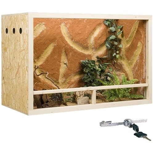 OSB Terrarium, Holzterrarium 120x60x80 cm mit Seitenbelüftung, Zierleistenset:mit Zierleistenset, Sicherheitspaket:mit Sicherheitspaket