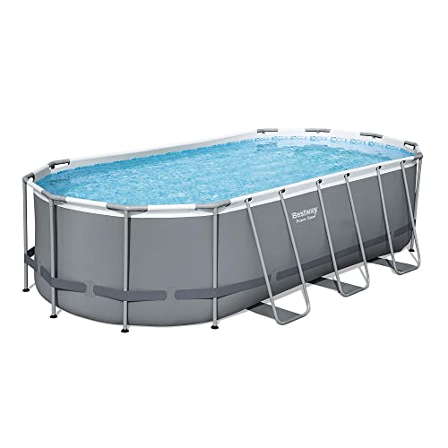 Power Steel Frame Pool Komplett-Set, oval, mit Filterpumpe, Sicherheitsleiter & Abdeckplane 549 x 274 x 122 cm