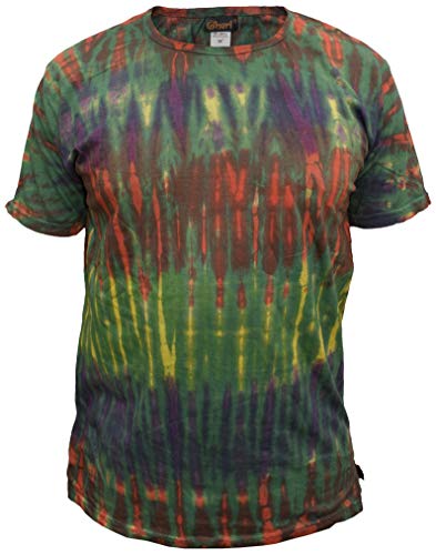 Herren Baumwolle Bindungs-Färbung Festival Hippie T-Shirt Grün S