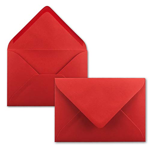 100 Mini Brief-Umschläge - Rot - 5,2 x 7,6 cm - Miniatur Kuverts mit Nassklebung für Blumen-Grüße, Grußkarten, Anhänger & Geld-Geschenke - FarbenFroh by GUSTAV NEUSER