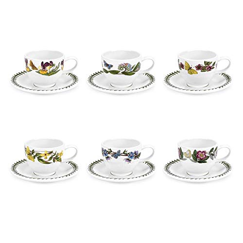 Portmeirion Botanic Garden Espresso Tasse und Untertasse 3,5 Unzen - Set aus 6