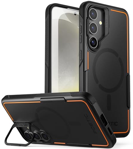 Poetic Neon Hülle Kompatibel mit Galaxy S24 Plus 6,7 Zoll, [integrierter Kameraständer], zweilagige, robuste, schlanke, stoßfeste Schutzhülle, Schwarz