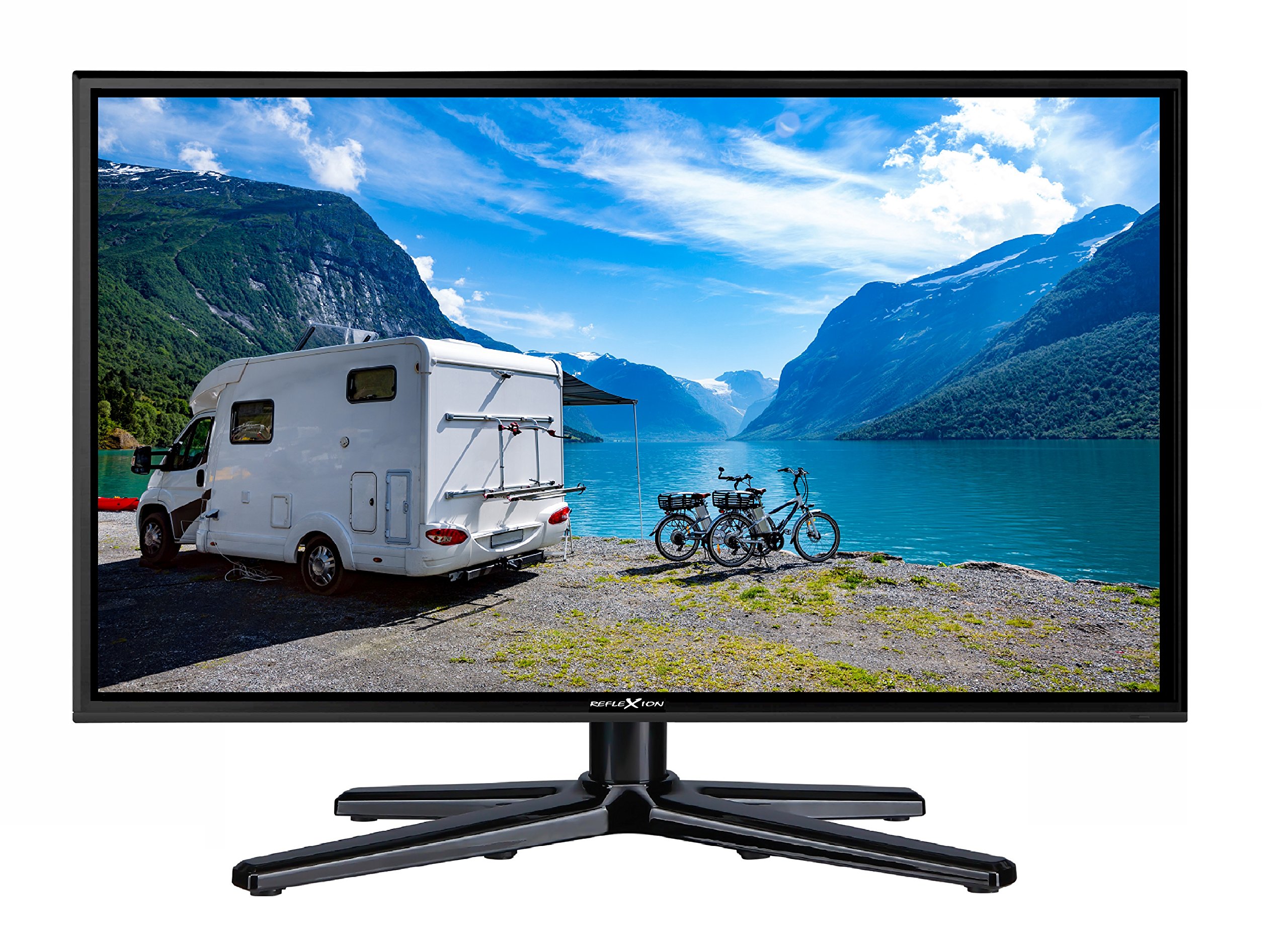 Reflexion LEDW-22 Wide-Screen LED-Fernseher (22 Zoll) für Wohnmobile mit DVB-T2 HD, Triple-Tuner und 12 Volt Kfz-Adapter (12 V / 24 V, Full HD, HDMI, USB, EPG, CI+, DVB-T Antenne), schwarz