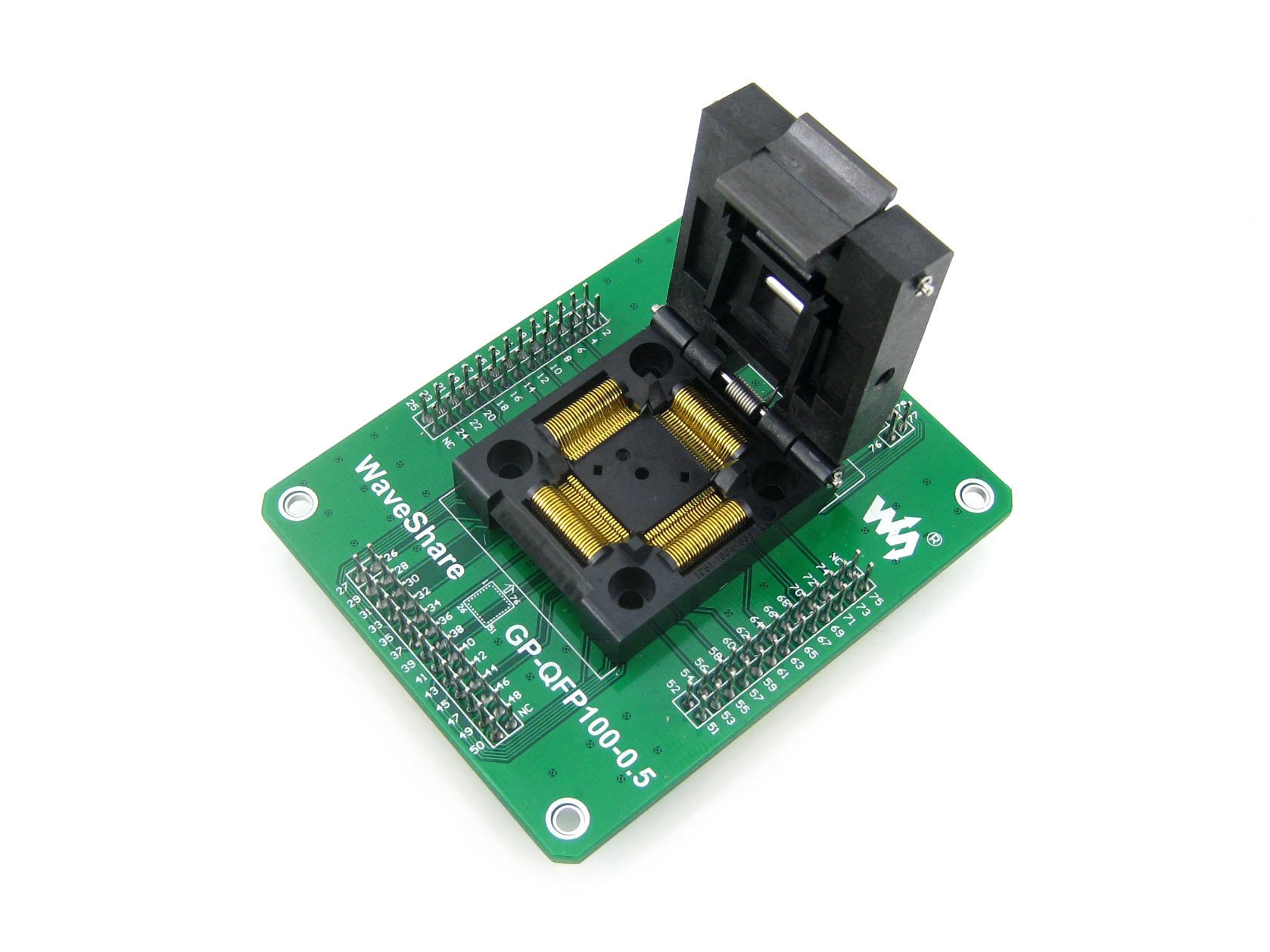 pzsmocn Clamshell Programming Connector/Converter/Adapter GP-QFP100-0.5 (with PCB), 100-Pin, 0.5mm Pitch, Yamaichi IC Test Burn-in Socket Adapter, Applied to QFP100, TQFP100, LQFP100 Packages.