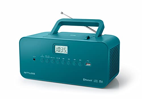 Muse M-30 BTB Tragbares Radio/CD/MP3/USB mit Bluetoothfunktion, Senderspeicher, Netz- oder Batteriebetrieb Blaugrün