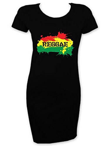 Tribal T-Shirts Damen Reggae Splash Kleid, Schwarz , X-Large